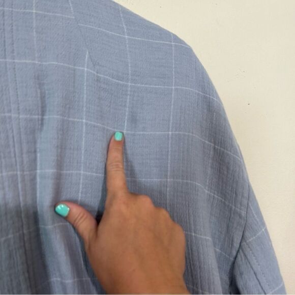 Madewell Sky Blue Window Pane Linen Cotton Blend Relaxed Larsen Blazer SIZE XL - Picture 8 of 11